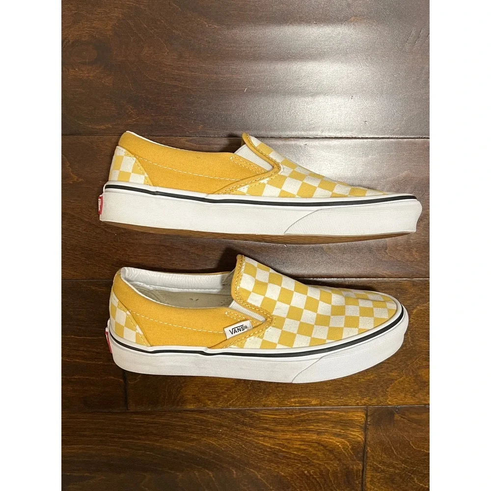 West Coast Skatercore VANS Checkerboard Slip-on Shoes Yellow/White Unisex